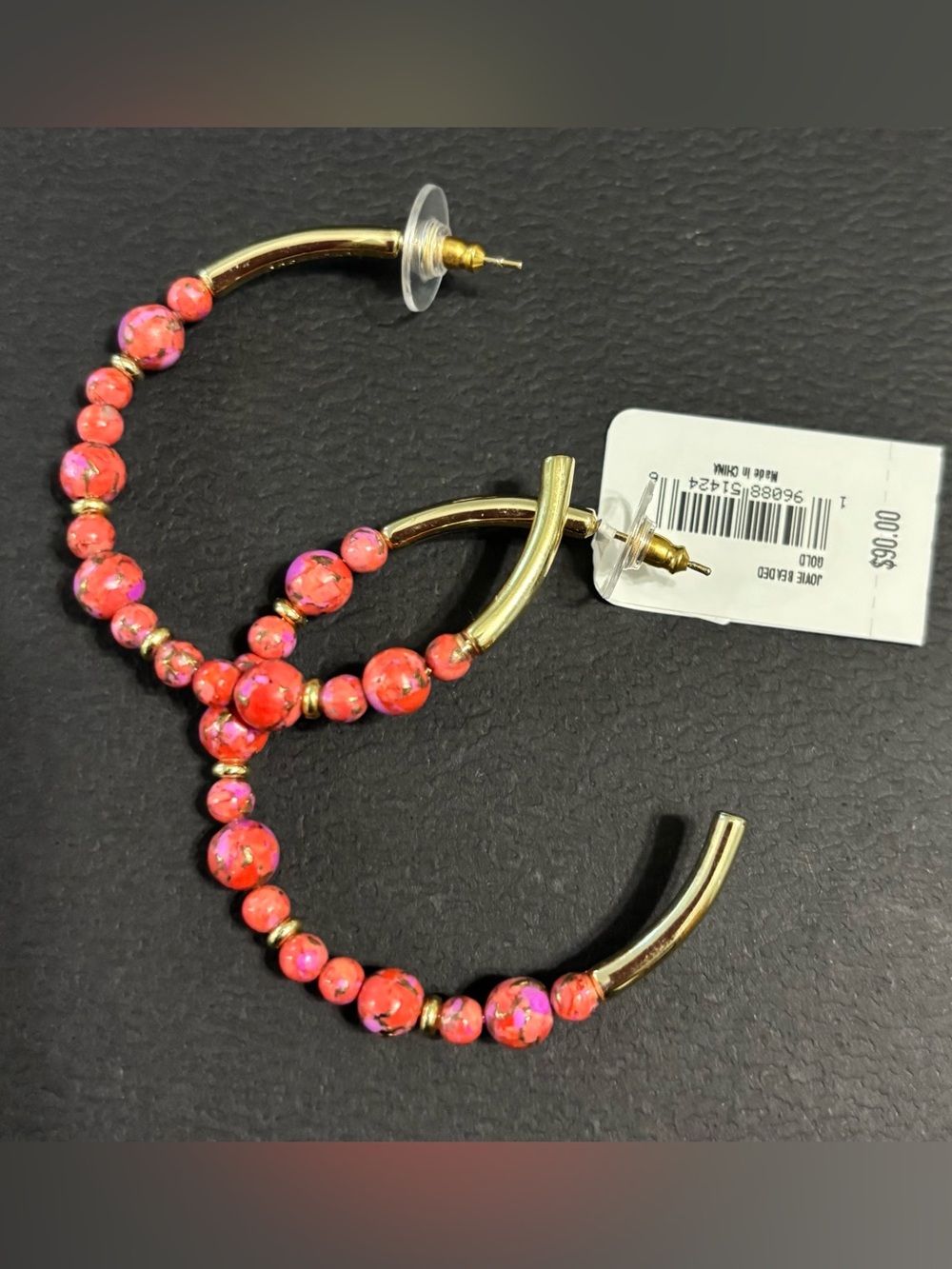 Kendra Scott Red Fushia Magnesite Beaded Hoops - Picture 8 of 9